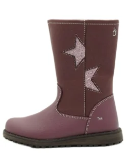 Leder-Boots in Lila>lamino Sale