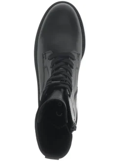Leder-Boots in Schwarz><noscript><img width=