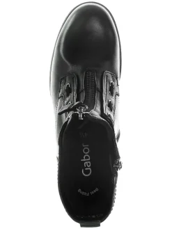 Leder-Boots in Schwarz><noscript><img width=