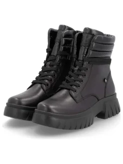 Leder-Boots in Schwarz><noscript><img width=