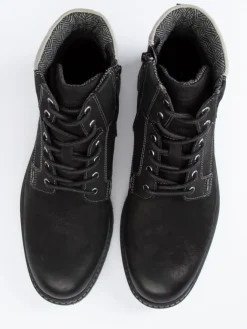 Leder-Boots in Schwarz><noscript><img width=