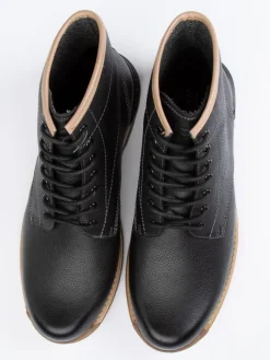 Leder-Boots in Schwarz><noscript><img width=