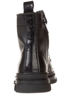 Leder-Boots in Schwarz><noscript><img width=