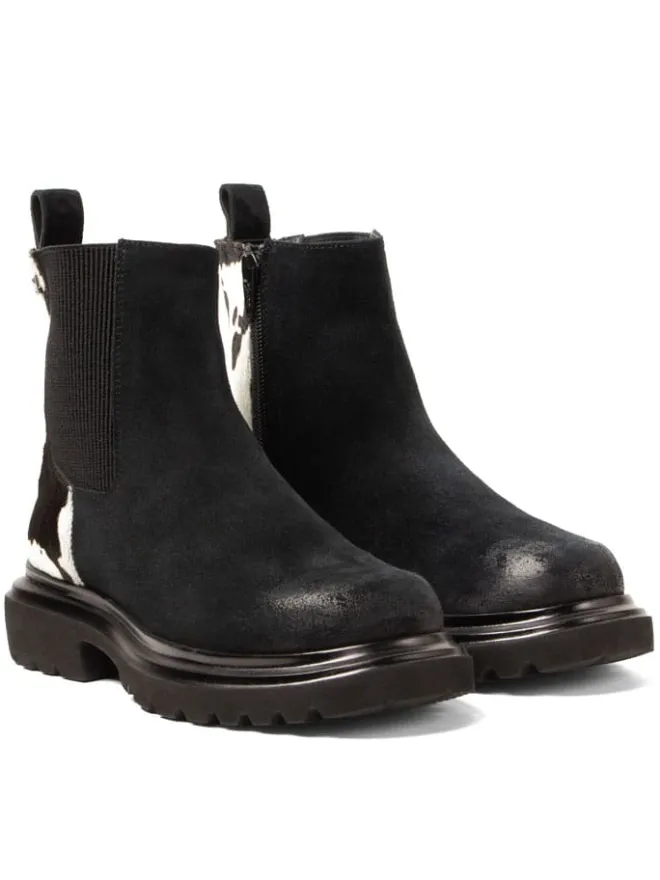 Leder-Boots in Schwarz/ Weiß>Lazamani Sale