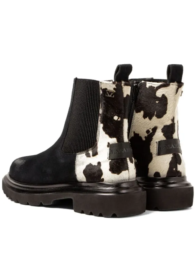 Leder-Boots in Schwarz/ Weiß>Lazamani Sale