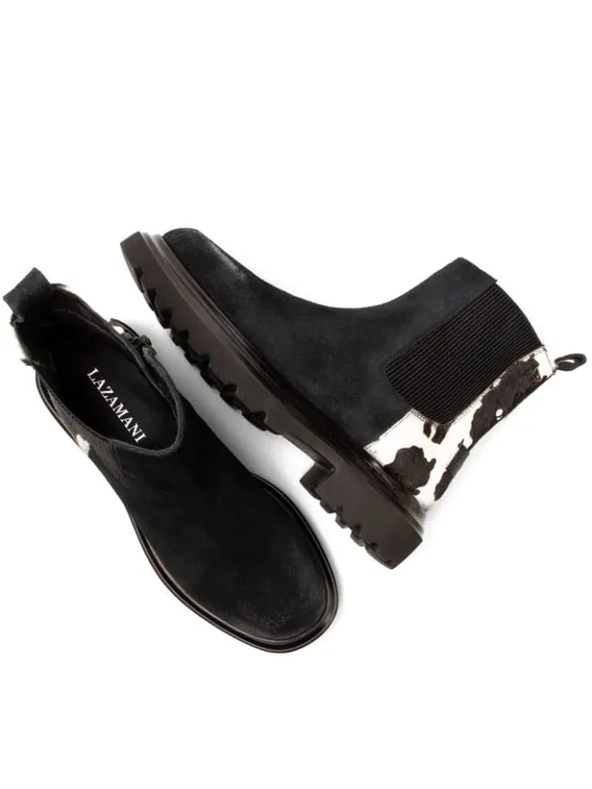 Leder-Boots in Schwarz/ Weiß>Lazamani Sale