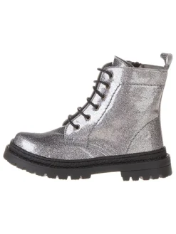 Leder-Boots in Silber>lamino