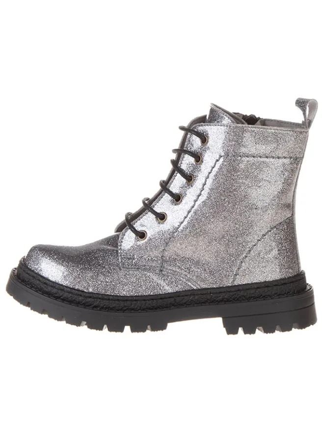 Leder-Boots in Silber>lamino