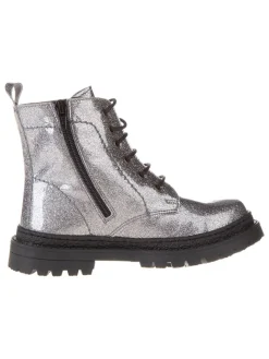 Leder-Boots in Silber>lamino