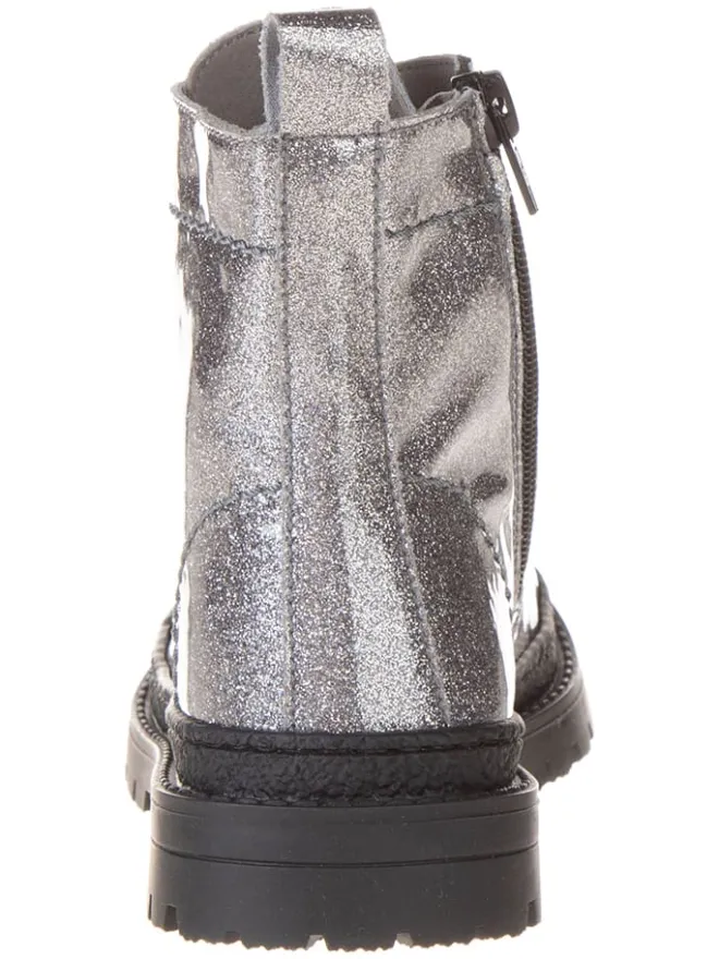 Leder-Boots in Silber>lamino