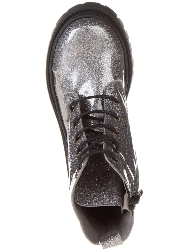 Leder-Boots in Silber>lamino