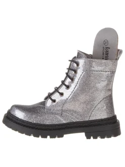 Leder-Boots in Silber><noscript><img width=