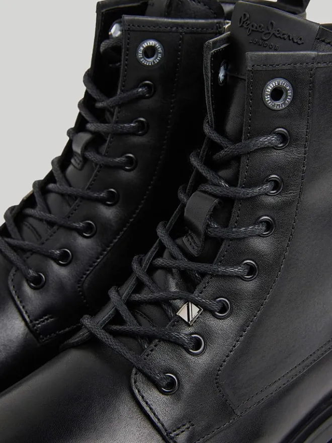 Leder-Boots "Trucker" in Schwarz>Pepe Jeans FOOTWEAR