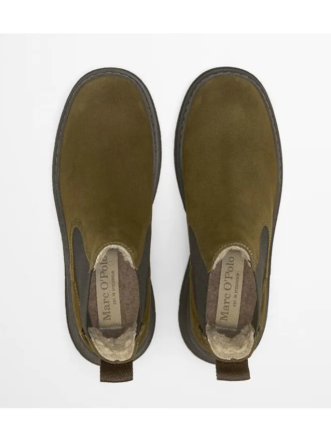 Leder-Chelsea-Boots "Elisa" in Khaki>Marc O'Polo Shoes Online