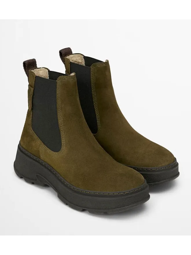 Leder-Chelsea-Boots "Elisa" in Khaki>Marc O'Polo Shoes Online