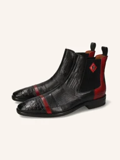 Leder-Chelsea-Boots "Elvis 12" in Schwarz/ Rot>MELVIN & HAMILTON Sale
