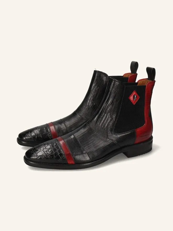 Leder-Chelsea-Boots "Elvis 12" in Schwarz/ Rot>MELVIN & HAMILTON Sale