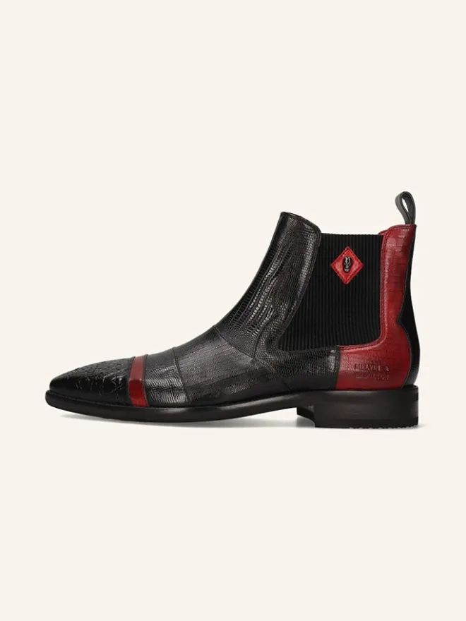 Leder-Chelsea-Boots "Elvis 12" in Schwarz/ Rot>MELVIN & HAMILTON Sale