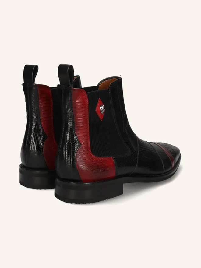 Leder-Chelsea-Boots "Elvis 12" in Schwarz/ Rot>MELVIN & HAMILTON Sale