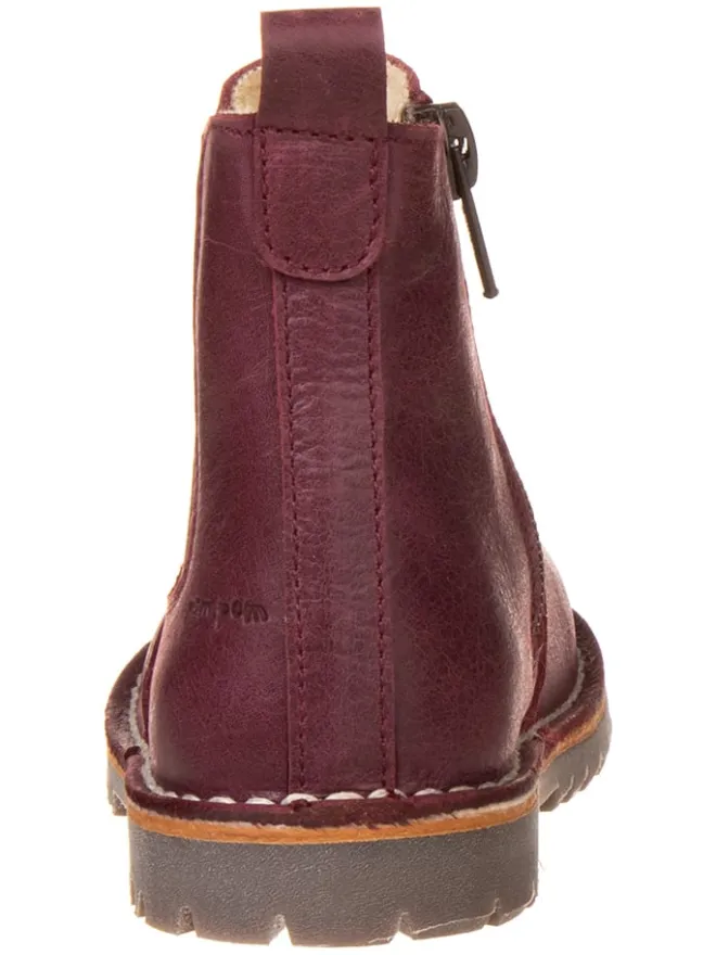 POM POM Stiefeletten·Chelsea Boots^Leder-Chelsea-Boots in Bordeaux
