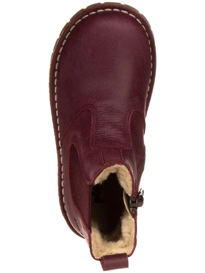 POM POM Stiefeletten·Chelsea Boots^Leder-Chelsea-Boots in Bordeaux