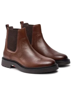 Tommy Hilfiger Shoes Stiefel & Boots^Leder-Chelsea-Boots in Braun