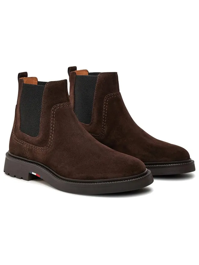 Leder-Chelsea-Boots in Braun>Tommy Hilfiger Shoes Outlet