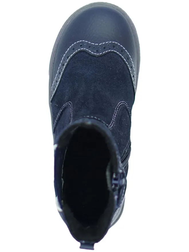 Leder-Chelsea-Boots in Dunkelblau>lamino Outlet