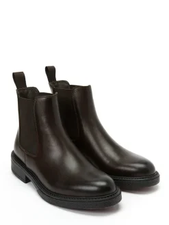 Leder-Chelsea-Boots in Dunkelbraun><noscript><img width=