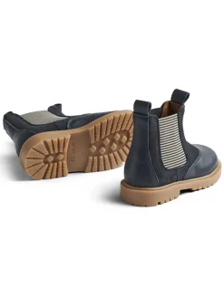 Leder-Chelsea-Boots in Dunkelblau><noscript><img width=