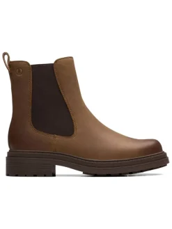 Leder-Chelsea-Boots in Hellbraun>Clarks Clearance