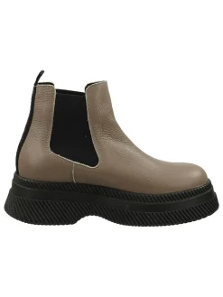 Leder-Chelsea-Boots in Hellbraun/ Schwarz><noscript><img width=