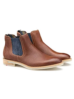 Leder-Chelsea-Boots in Hellbraun><noscript><img width=