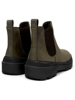 Leder-Chelsea-Boots in Khaki/ Schwarz><noscript><img width=
