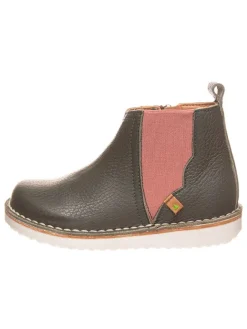 Leder-Chelsea-Boots in Khaki>El Naturalista