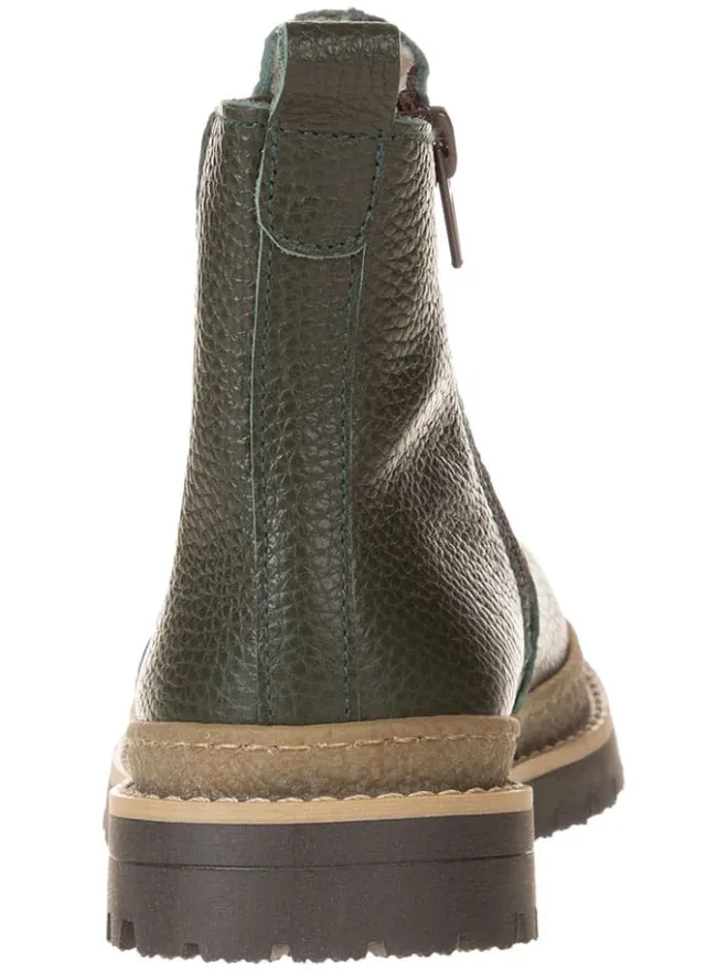 Leder-Chelsea-Boots in Khaki>lamino