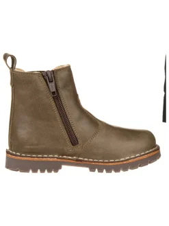 Leder-Chelsea-Boots in Khaki>POM POM Hot