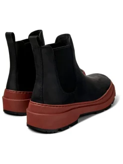 Leder-Chelsea-Boots in Schwarz/ Hellbraun><noscript><img width=