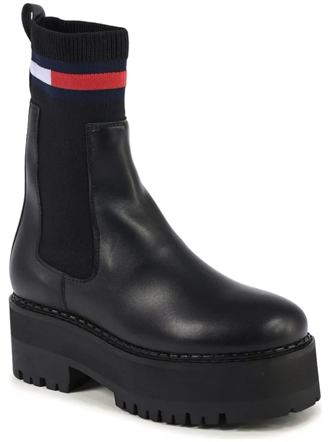 Leder-Chelsea-Boots in Schwarz>Tommy Hilfiger Shoes Outlet