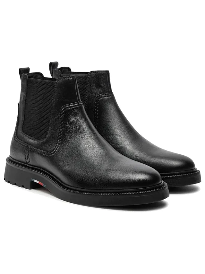 Tommy Hilfiger Shoes Stiefel & Boots^Leder-Chelsea-Boots in Schwarz