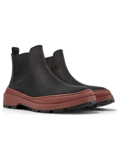 Camper Stiefeletten^Leder-Chelsea-Boots in Schwarz/ Hellbraun