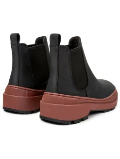 Camper Stiefeletten^Leder-Chelsea-Boots in Schwarz/ Hellbraun