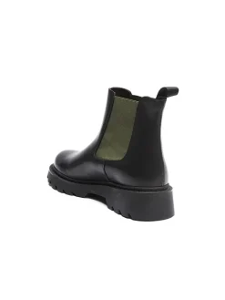 Frank Daniel Stiefeletten^Leder-Chelsea-Boots in Schwarz/ Khaki