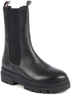 Leder-Chelsea-Boots in Schwarz>Tommy Hilfiger Shoes Best