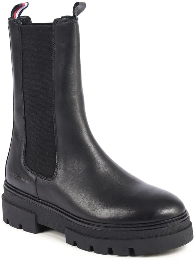 Leder-Chelsea-Boots in Schwarz>Tommy Hilfiger Shoes Best