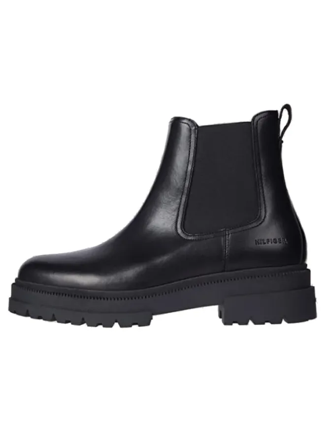 Leder-Chelsea-Boots in Schwarz>Tommy Hilfiger Shoes New