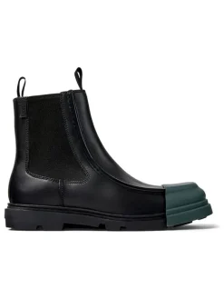 Leder-Chelsea-Boots in Schwarz/ Grün>Camper Hot