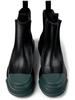 Leder-Chelsea-Boots in Schwarz/ Grün><noscript><img width=