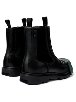 Leder-Chelsea-Boots in Schwarz/ Grün><noscript><img width=