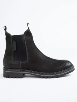 Leder-Chelsea-Boots in Schwarz><noscript><img width=